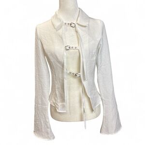 Pretty LittleThing White Buckle Top